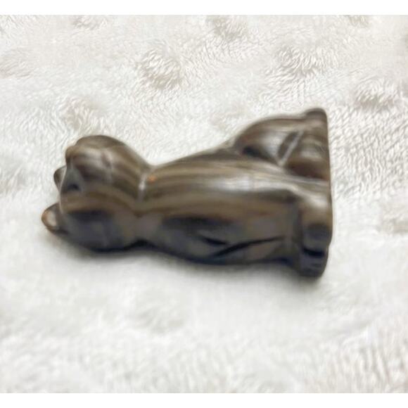 Vintage Hand Carved Polished Tigers Eye 2" Cat Figure - Picture 5 of 7